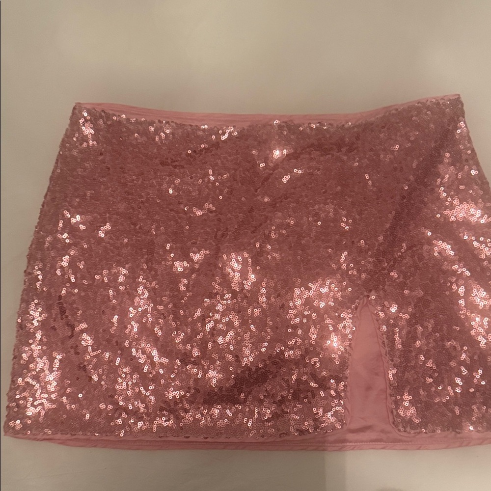 Finesse Glittering Pink Sequin Mini Skirt